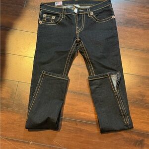 True Religion Black Jeans with Gold Stitching